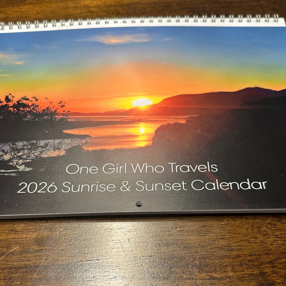 One Girl Who Travels 2026 Sunrise & Sunset Calendar